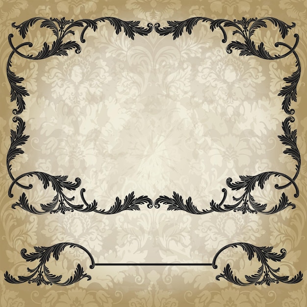 Vintage border frame engraving with retro ornament pattern in antique baroque style. Vector.