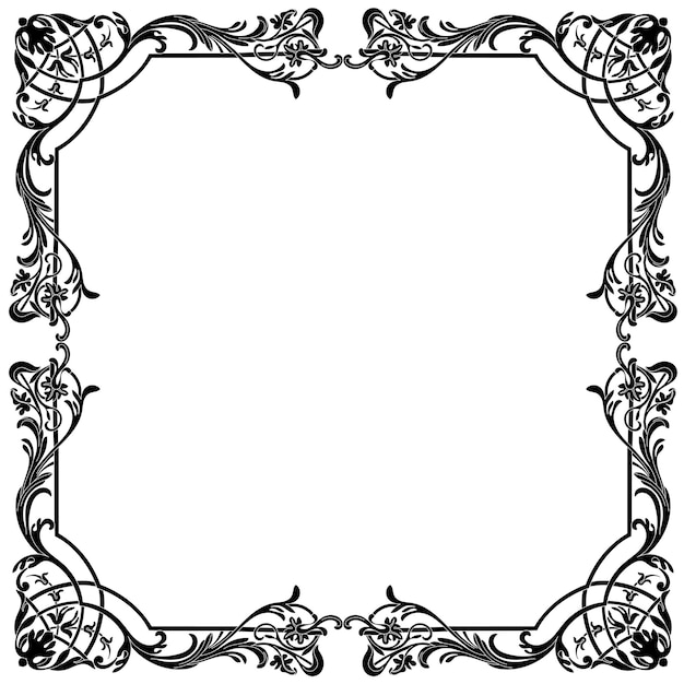 Vintage border frame engraving with retro ornament pattern in antique baroque style