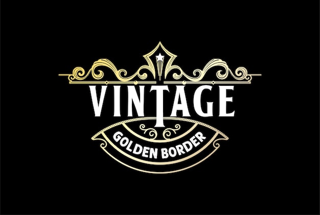 Vector vintage border frame vintage royal crown badge emblem stamp label logo design vector