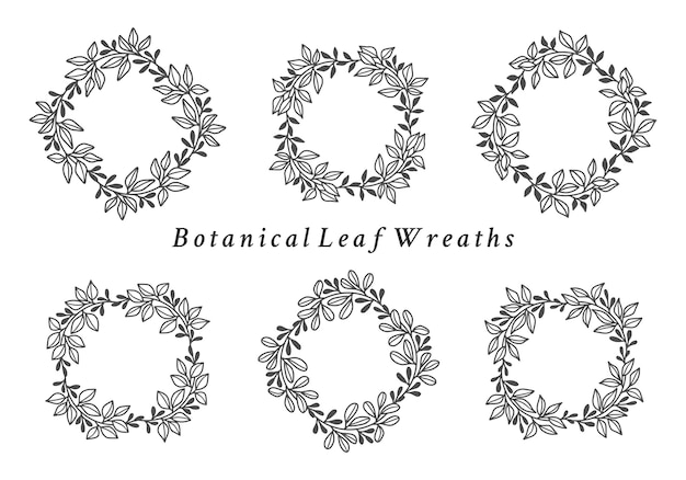 Vintage botanical wedding wreath with leaf and branch collection