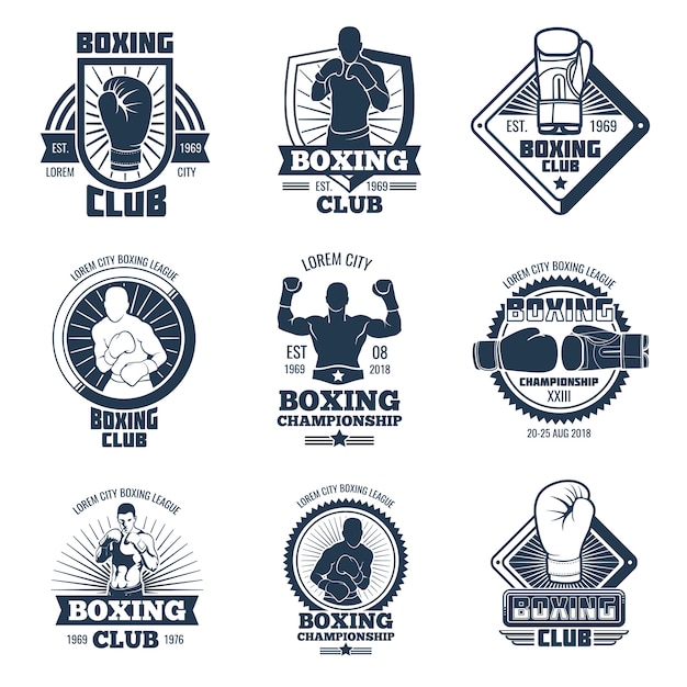 ビンテージボクシングスポーツクラブのベクトルラベルとバッジ