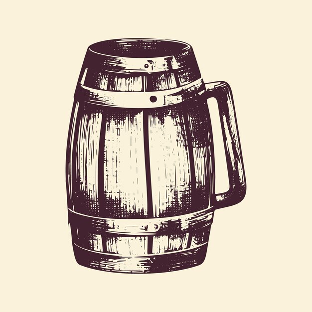 Vector vintage brew beer barrel vector illustration