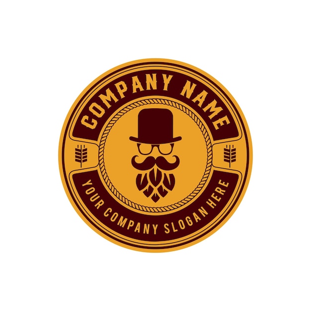 Vintage brewery monochrome logo template for whiskey wine beer badge emblem retro badge logo design