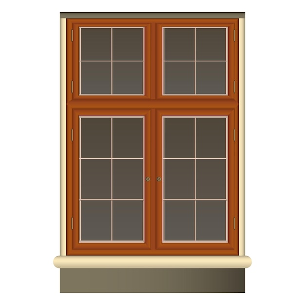 Premium Vector | Vintage brown window in realistic style wood frame and