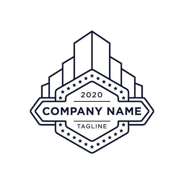 Vintage building logo with star