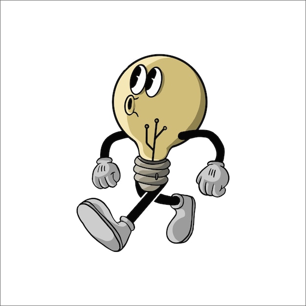 Vintage bulb cartoon character 9039s premium vector