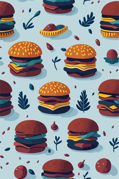 Vintage burger bliss vertical retro pattern