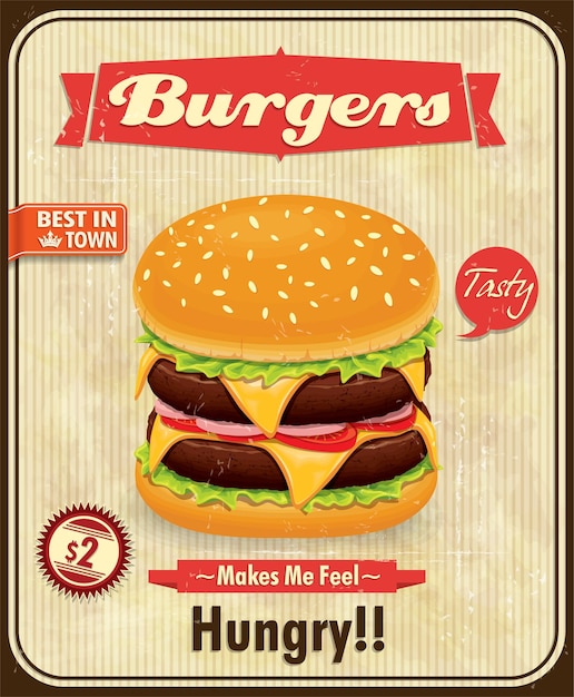 Vintage burger poster design