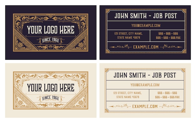 Vector vintage business card in two colors