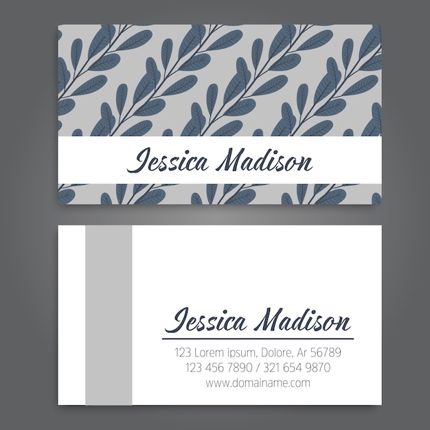 Vintage business and visiting card with floral pattern