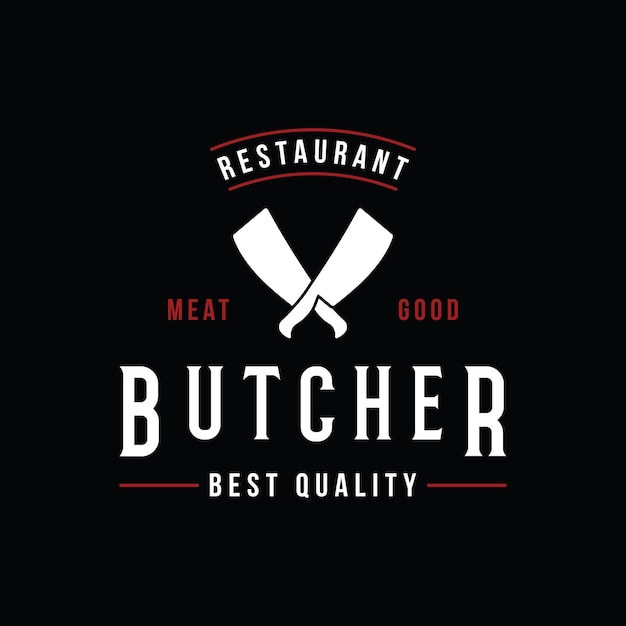 Vector vintage butcher logo with knife fresh beef logo for business butcher shop restaurant badge and label