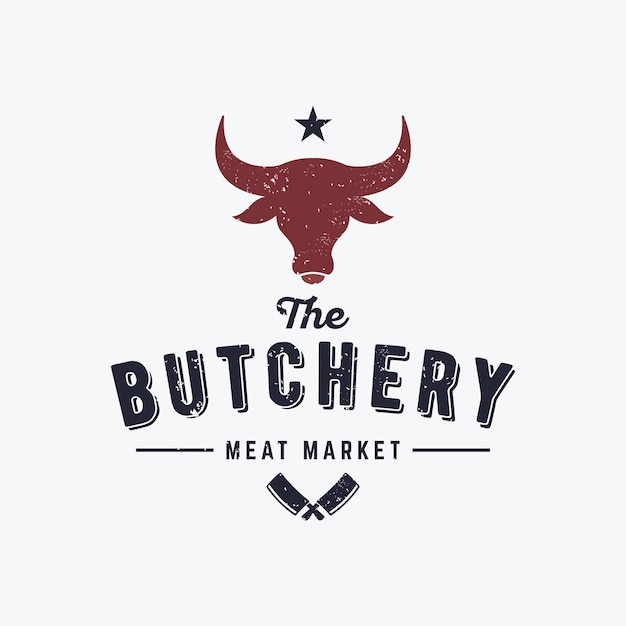 Vintage butcher logo with knife fresh beef Logo for business butcher shop restaurant badge and label