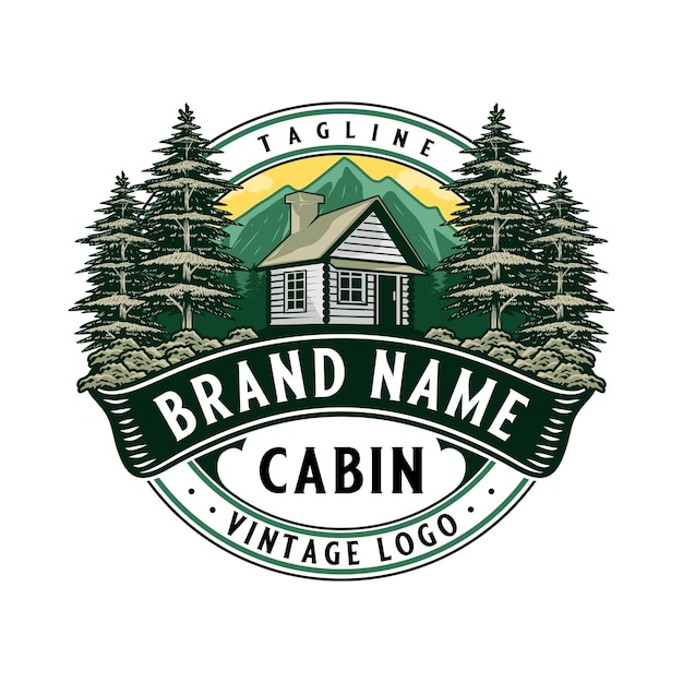 vintage cabine logo-ontwerp. voor onderdak, vakantie. en anderen