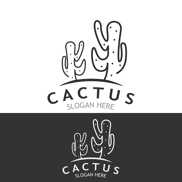 Vintage Cactus boom plant Logo natuur ontwerp woestijn plant vectorillustratie