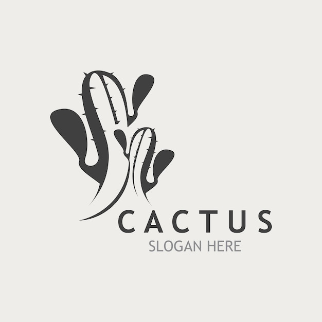 Винтажное растение кактуса Логотип природа дизайн пустынное растение векторная иллюстрация