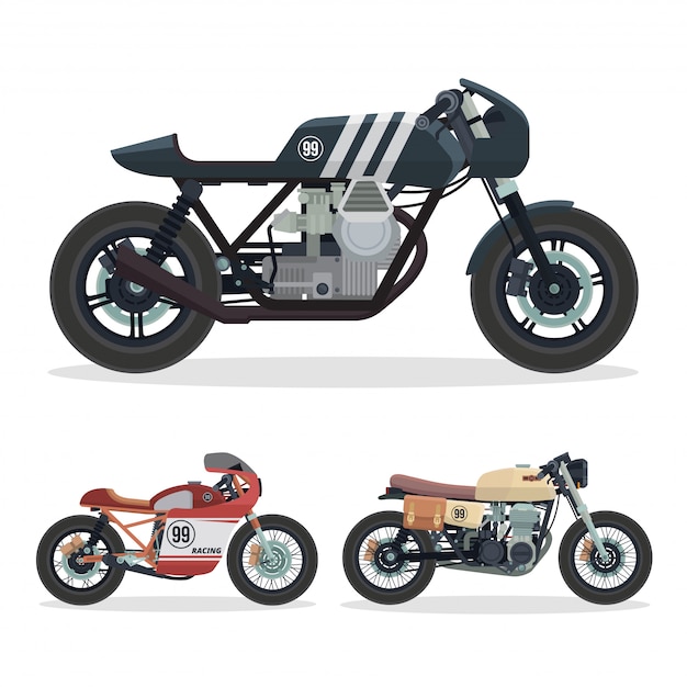 Vintage Cafe Racer motorfiets illustratie instellen