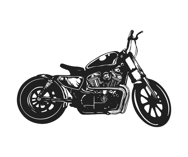 Vector vintage cafe reacer motorcycle vector illustration monochrome style