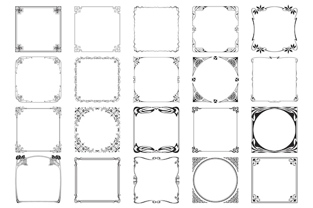 Vintage calligraphic frames retro elegant ornamental borders framed certificate template line art