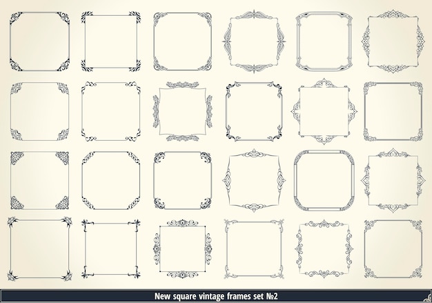 Vintage calligraphic frames set black and white vector border