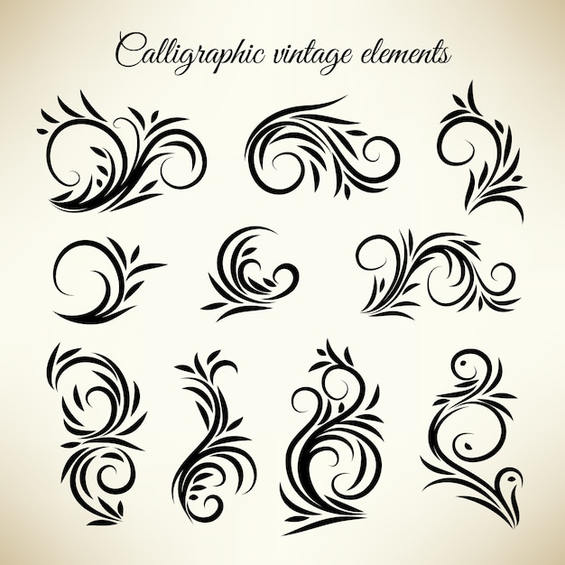 Vintage calligraphic swirl ornaments set