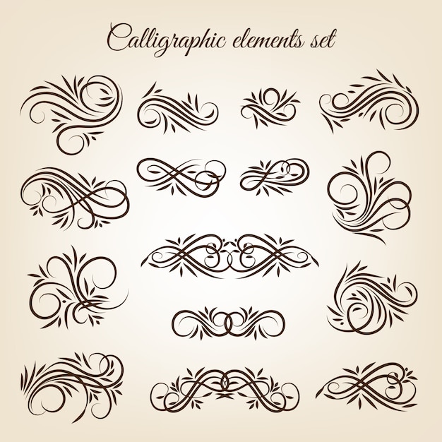 Vintage calligraphic swirl ornaments set