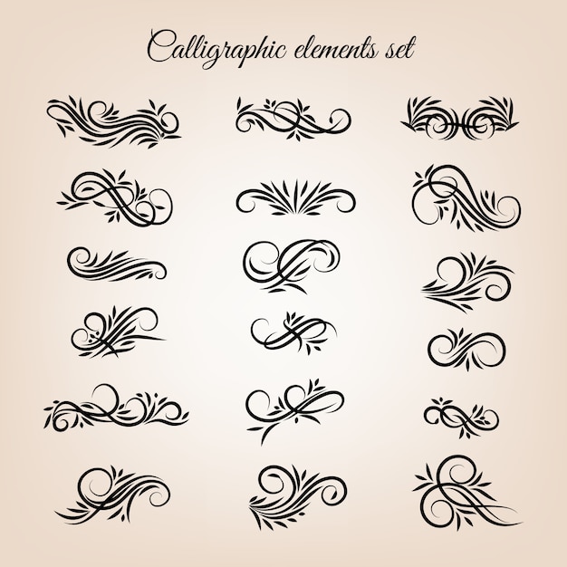 Vintage calligraphic swirls ornaments set