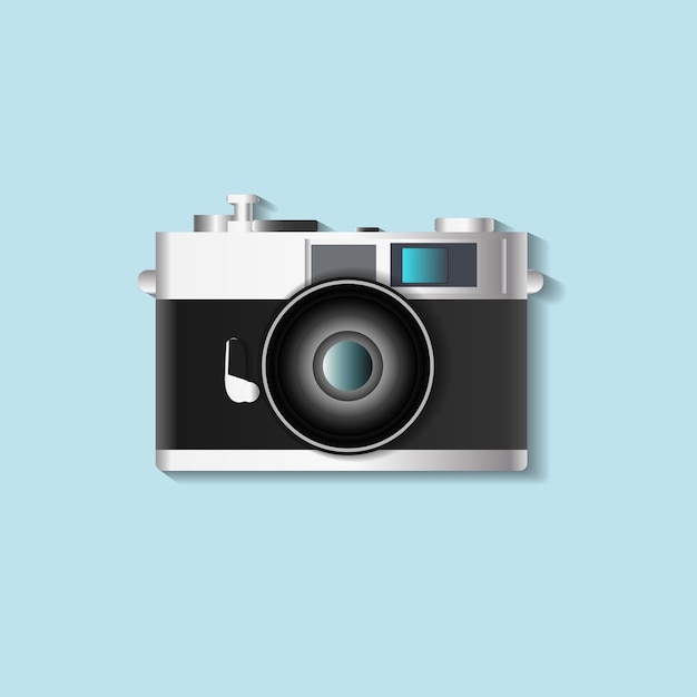 Vintage camera on a green background vector illustration