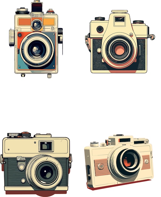 흰색 배경에 고립 된 빈티지 카메라 손으로 그린 수채화