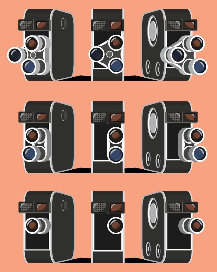 Vector vintage camera unique vector illustration in different angle