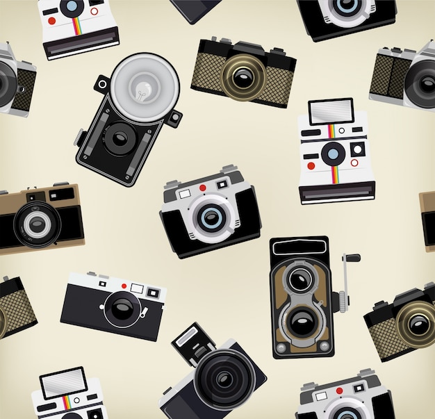 Vector vintage cameras pattern design