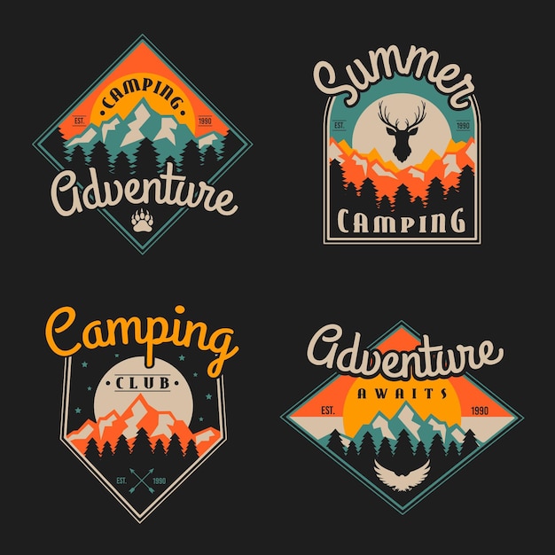 Vintage camping & adventures badges