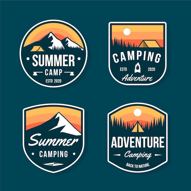 Vintage camping and adventures badges