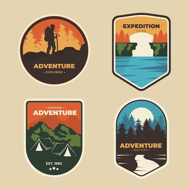 Vintage camping & adventures badges