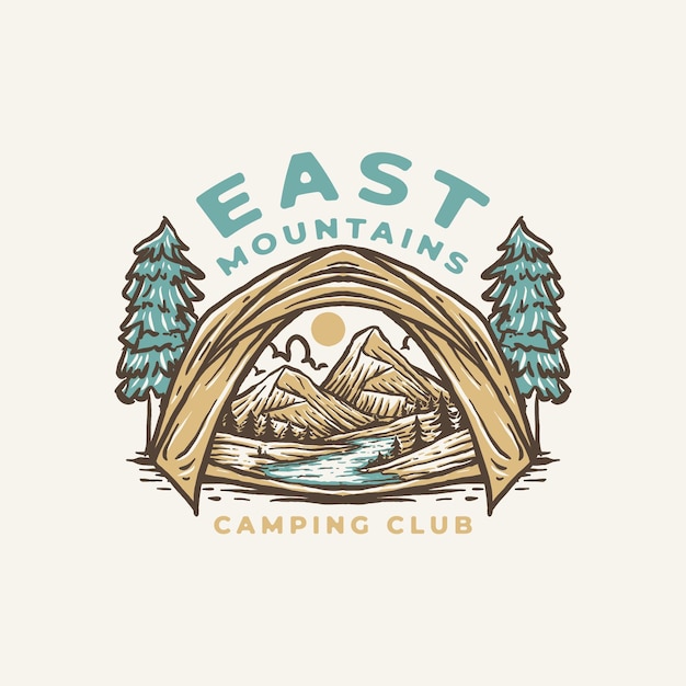 vintage camping club badge label illustratie