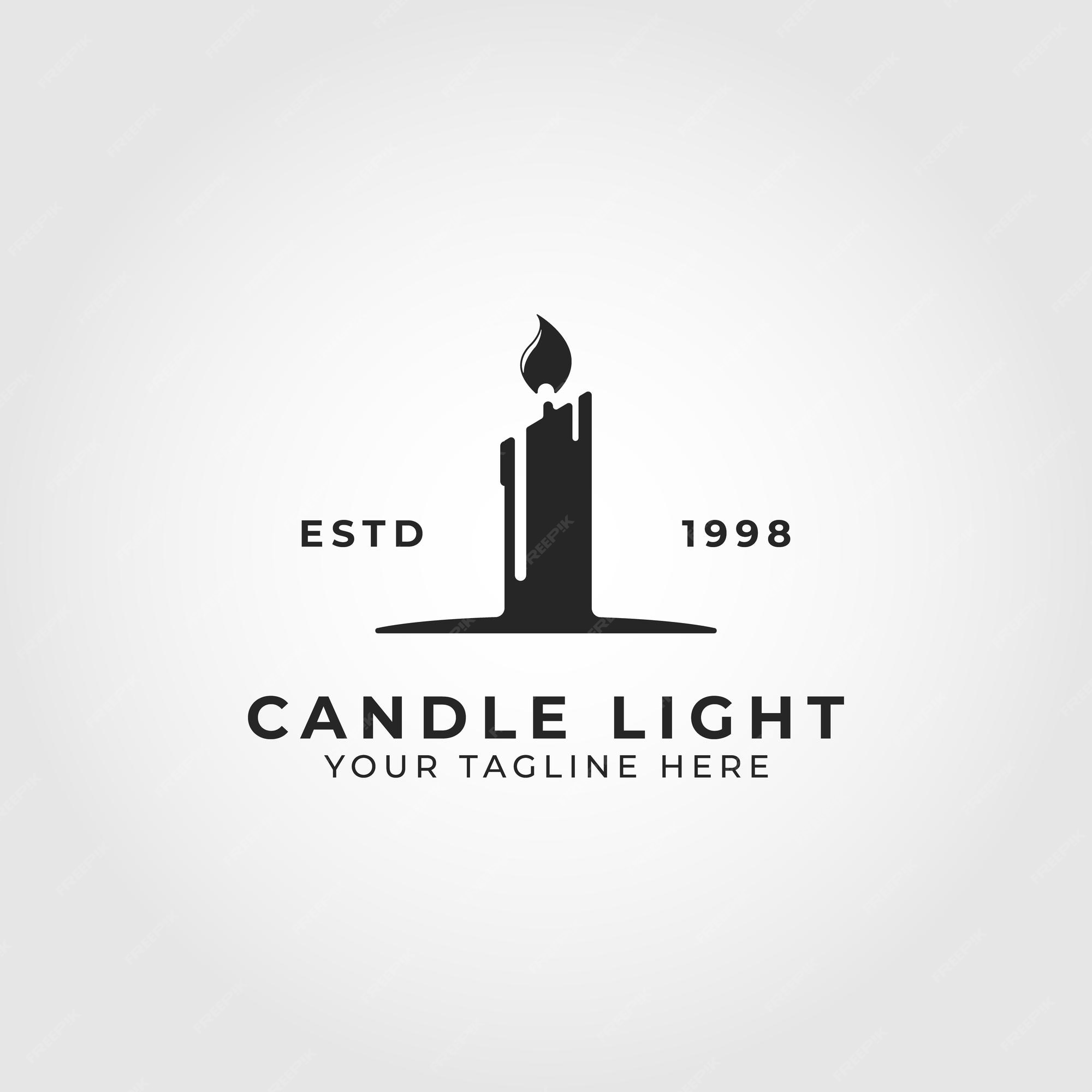 Candle Light Vintage Flame Logo Design Stock Vector (Royalty Free