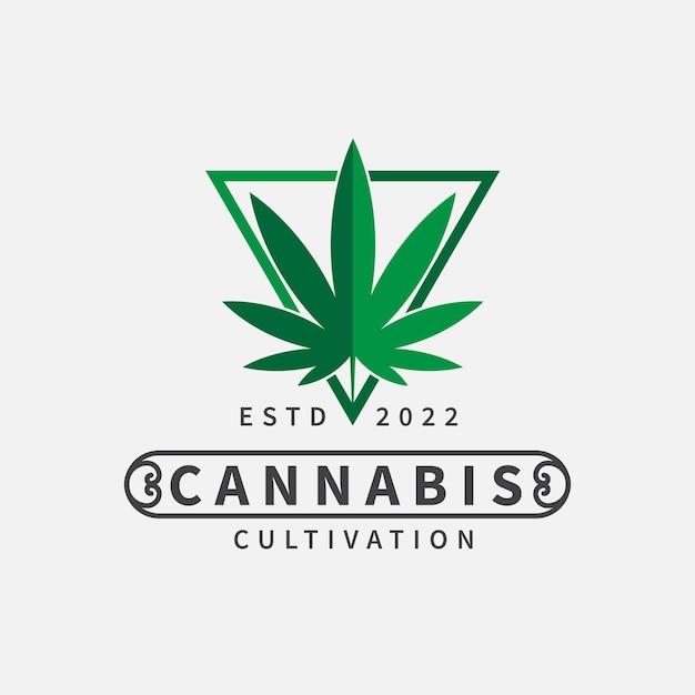 Vintage Cannabis Marijuana Hemp Stamp Label logo design