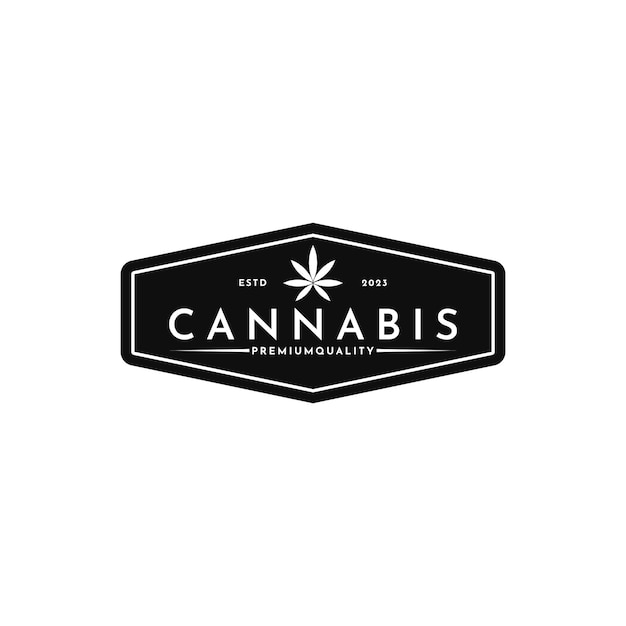 Vintage cannabislogo-ontwerp met hipster-tekenstijl