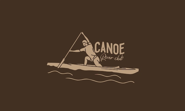 Vintage Canoe River Club Illustration Vector