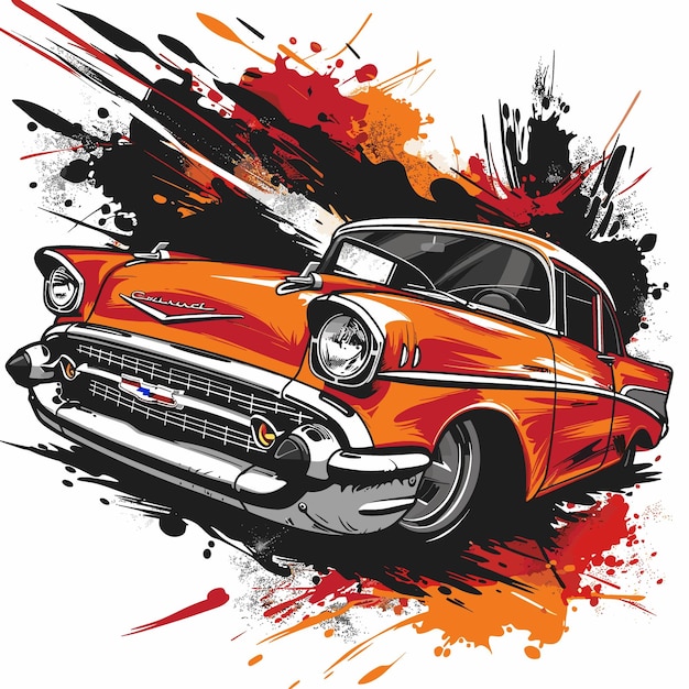 Vintage car Grunge vector illustration for your design