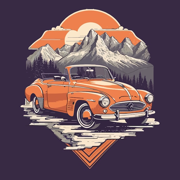 vintage car illustration t shirt vector design