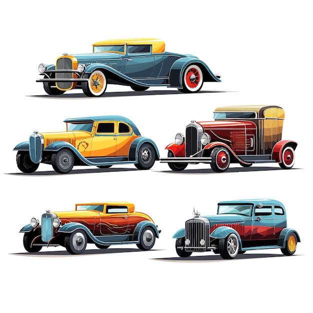 Vector vintage car illustrations