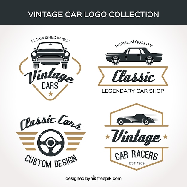 Vector vintage car logo collection