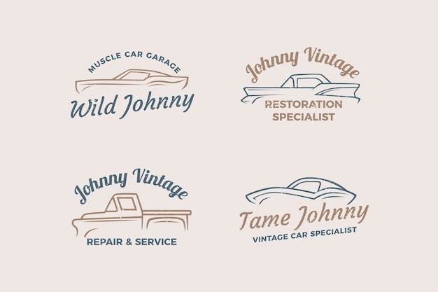 Vector vintage car logo collection