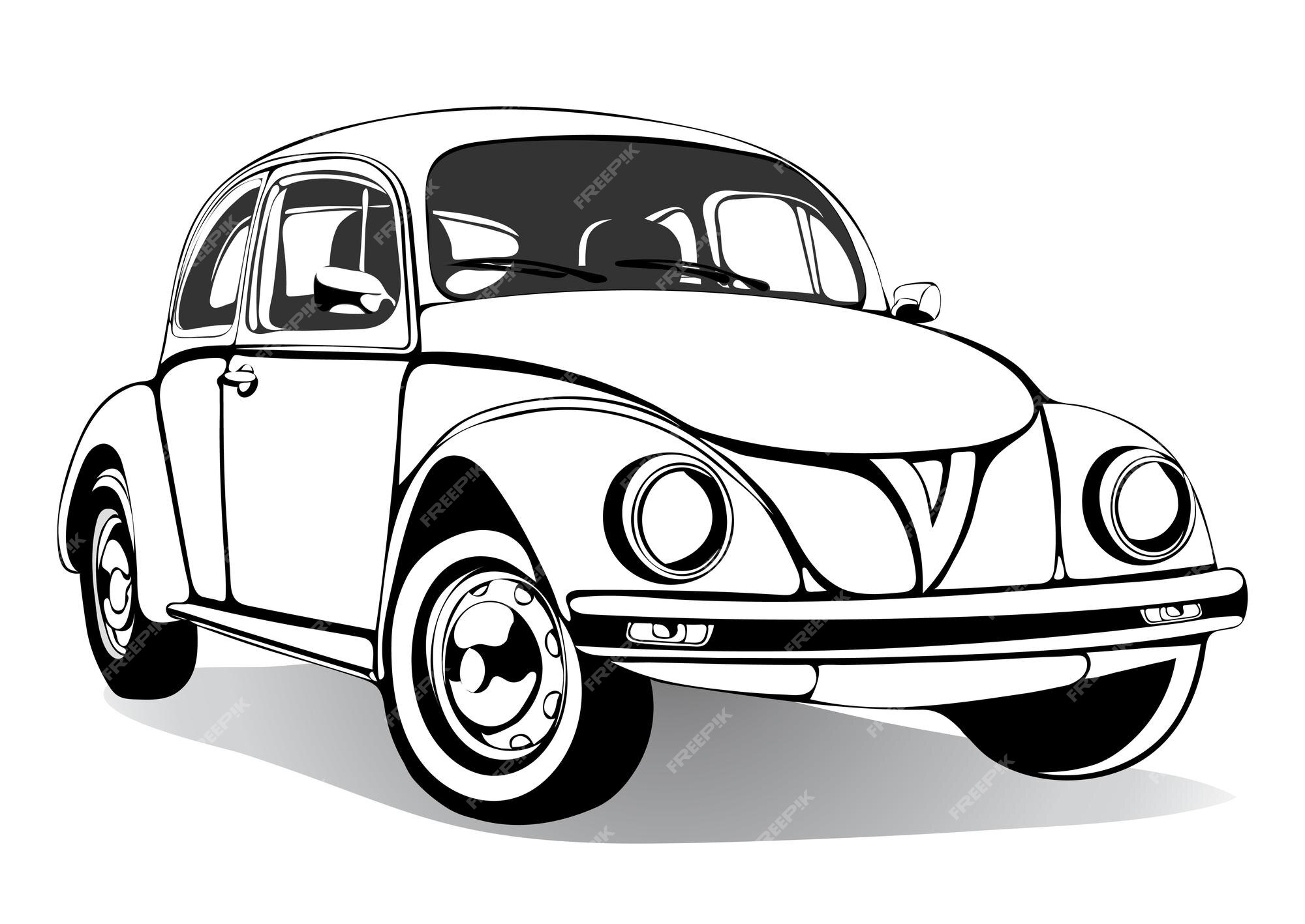 Premium Vector | Vintage car sketch coloring book black and white drawing  monochrome retro cartoon
