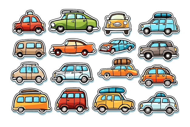 Vector vintage car stickers and travel car illustration