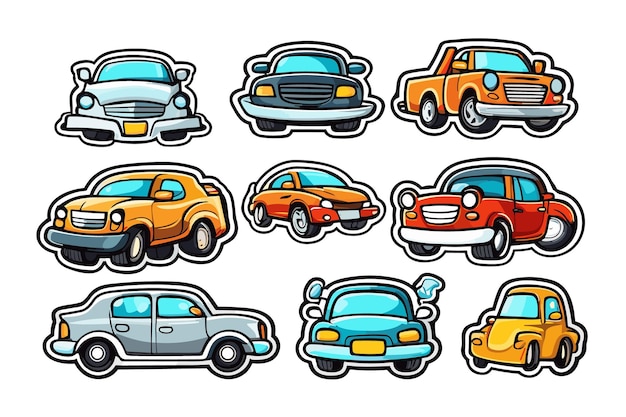 Vintage car stickers and travel car illustration