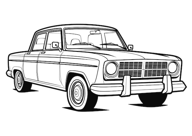 Vector vintage car vector illustration vintage car coloring page for adult and child