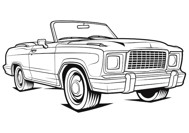 Vector vintage car vector illustration vintage car coloring page for adult and child