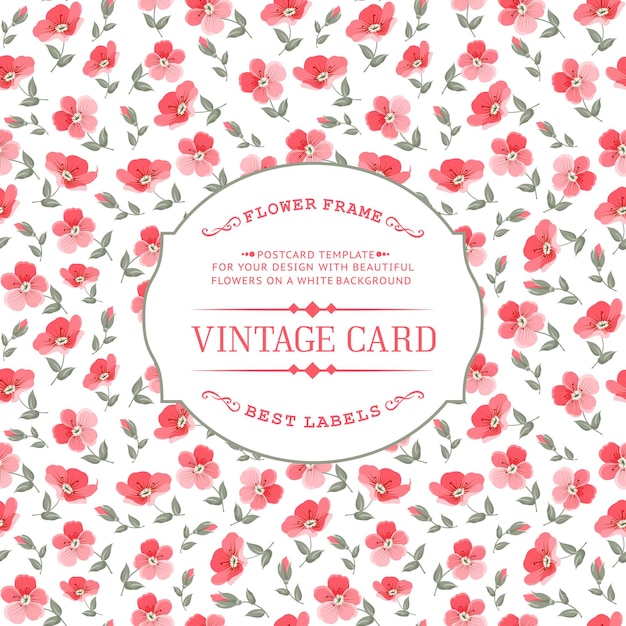 Vintage card with flowers on background vector illustration