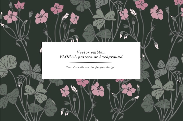 カタバミの花のヴィンテージカード花の花輪ラベルデザインのフラワーショップ用フラワーフレーム化粧品包装用の花の背景